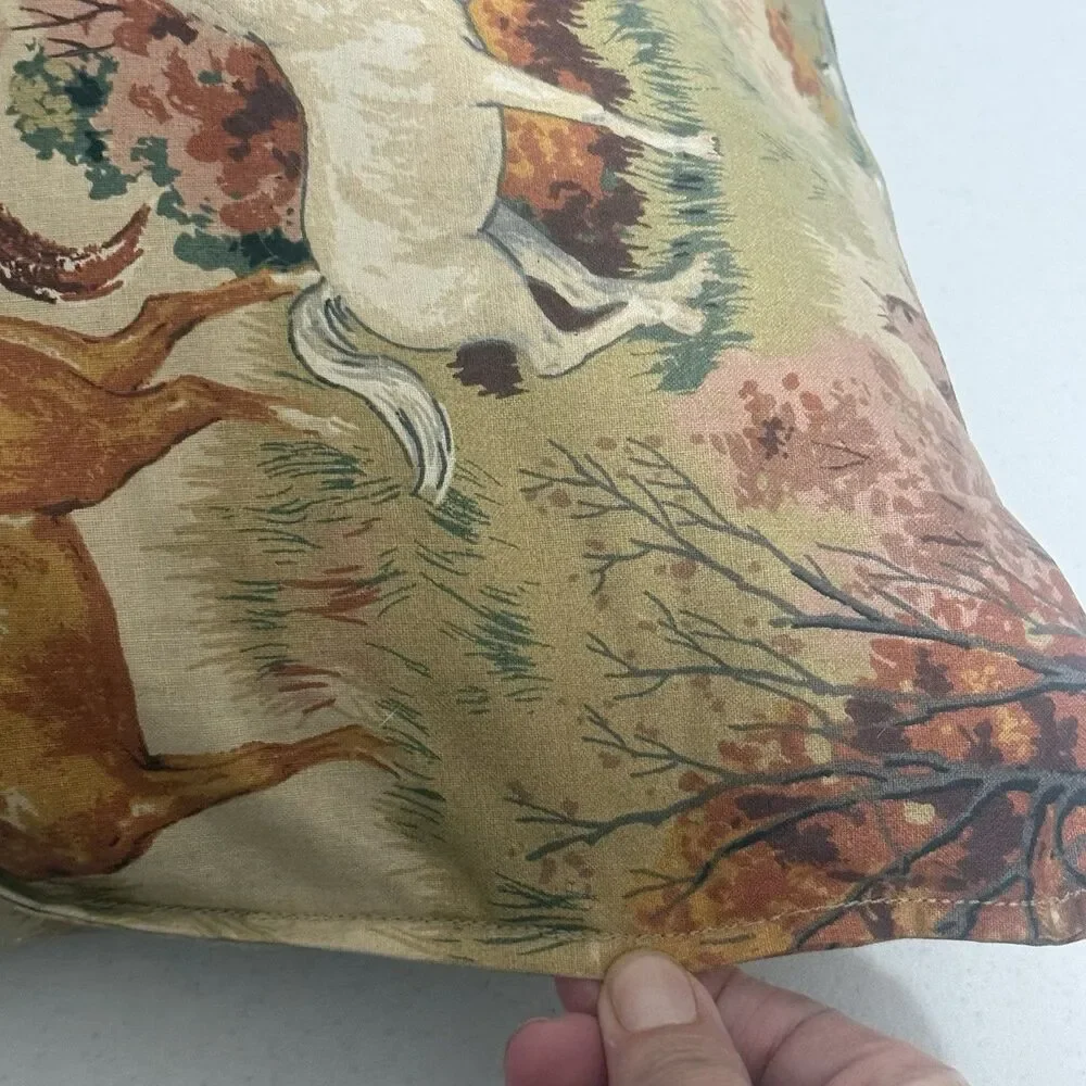Vintage Horse Pasture Pond Fabric Handmade Pillow 21”x15” Cabin Equestrian - Picture 4 of 8